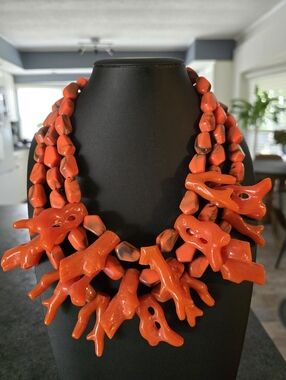 Bold Orange Coral-Style Statement Necklace - Women Jewelry